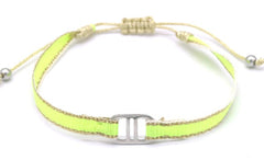 Solvianne Bracelet - Zilver - Armband - Koord - Charm - Geel - Stainless Steel