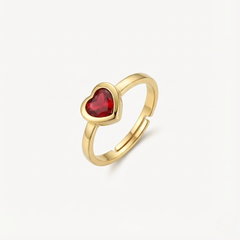 Lea Red/Gold Ring - Goud - Crystal - Stainless Steel