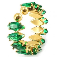 gouden verstelbare damesring – musthaves jewelry - Crystal - Diamand - Groen