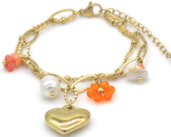 Ylenara Bracelet - Goud - Armband - Hart - Stainless Steel
