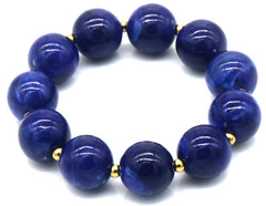 Azurielle Bracelet - Goud - Armband - Elastisch - Acryl - Blauw - Stainless Steel