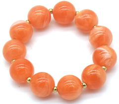Bora Bracelet - Goud - Armband - Elastisch - Kralen - Oranje - Stainless Steel