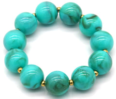 Bora Bracelet - Goud - Armband - Elastisch - Kralen - Blauw - Stainless Steel