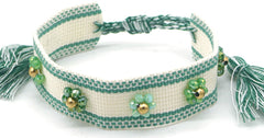Emeralisa Bracelet - Goud - Armband - Koord - Kralen - Groen - Stainless Steel