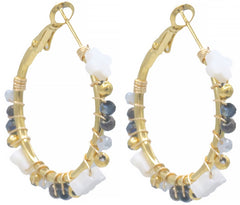 Norisse Earrings - Goud - Oorbellen - Klaver - Wit - Stainless Steel