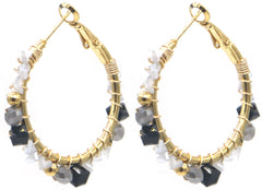 Norisse Earrings - Goud - Oorbellen - Klaver - Zwart - Stainless Steel