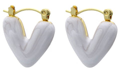 Valenne Earrings - Goud - Oorbellen - Hart - Wit - Stainless Steel