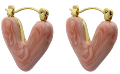 Valenne Earrings - Goud - Oorbellen - Hart - Roze - Stainless Steel