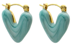 Valenne Earrings - Goud - Oorbellen - Hart - Blauw - Stainless Steel