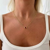 Lea Red/Gold Necklace - Ketting - Goud - Crystal - Stainless Steel