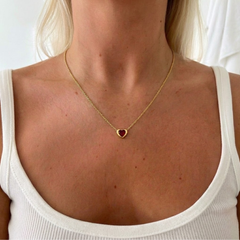 Lea Red/Gold Necklace - Ketting - Goud - Crystal - Stainless Steel