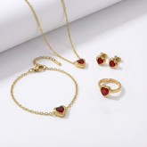 Lea Red/Gold 4-delige Set - Goud - Crystal - Stainless Steel