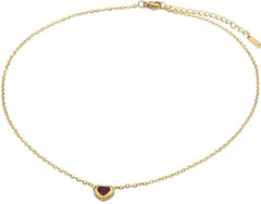 Lea Red/Gold Necklace - Ketting - Goud - Crystal - Stainless Steel