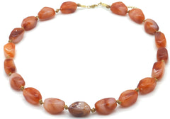 Saphira Necklace - Goud - Ketting - Kralen - Donker Bruin - Stainless Steel