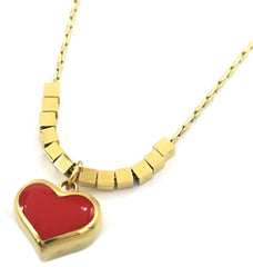 Marvella Necklace - Goud - Ketting - Steen - Hart - Stainless Steel