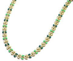 Ophira Necklace - Goud - Ketting - Steen - Bladeren Groen - Stainless Steel