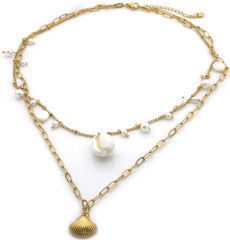 Carmelle Necklace - Goud - Ketting - Steen - Schelpen - Stainless Steel
