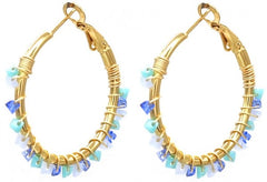 Ariane Earrings - Zilver - Oorbellen - Steen - Glasparels - Blauw - Stainless Steel