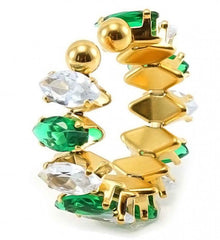 gouden verstelbare damesring – musthaves jewelry - Crystal - Diamand - Limitid - Groen - Wit 