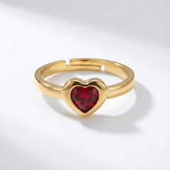 Lea Red/Gold Ring - Goud - Crystal - Stainless Steel
