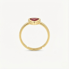 Lea Red/Gold Ring - Goud - Crystal - Stainless Steel