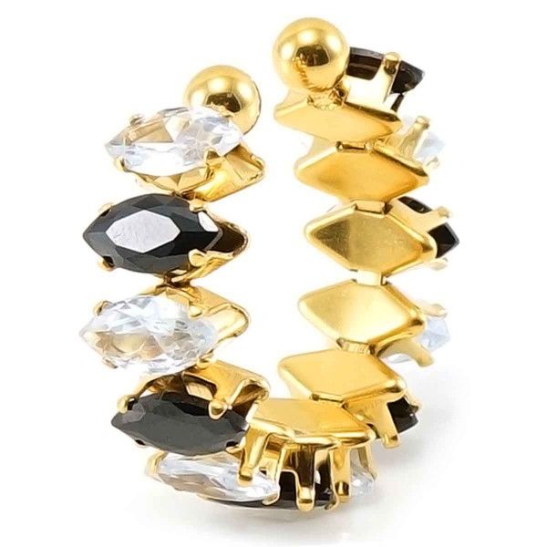 gouden verstelbare damesring – musthaves jewelry - Crystal - Diamand - Zwart - Wit 