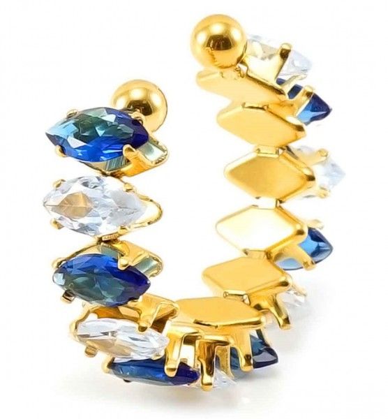 gouden verstelbare damesring – musthaves jewelry - Crystal - Diamand - Blauw- Wit 