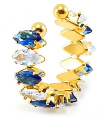 gouden verstelbare damesring – musthaves jewelry - Crystal - Diamand - Blauw- Wit 