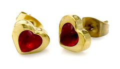 Lea Red/Gold Earring - Goud - Oorbellen - Crystal - Stainless Steel