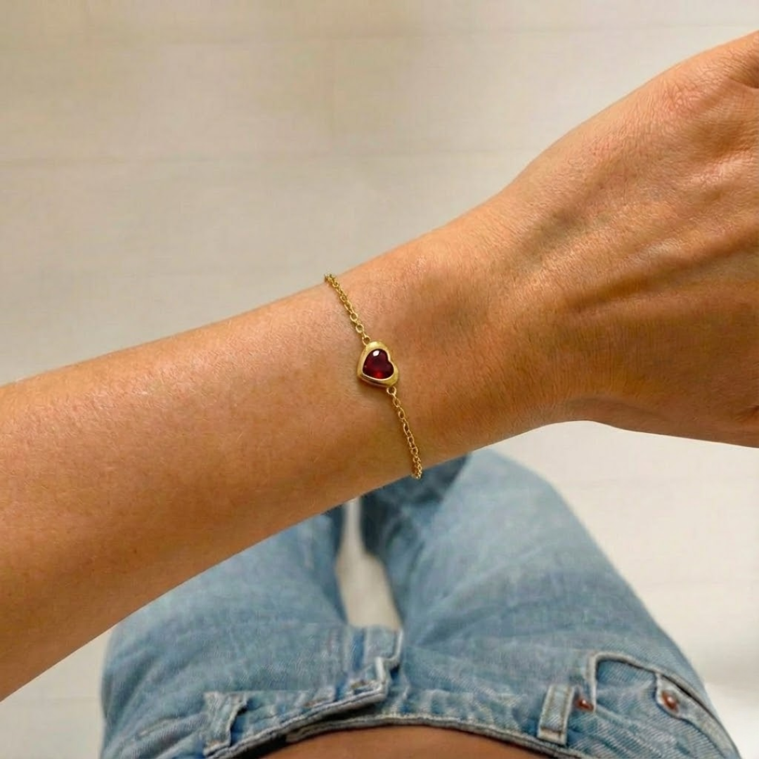 Lea Red/Gold Armband - Goud - Crystal - Stainless Steel