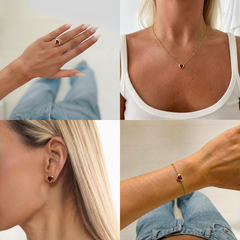 Lea Red/Gold 4-delige Set - Goud - Crystal - Stainless Steel