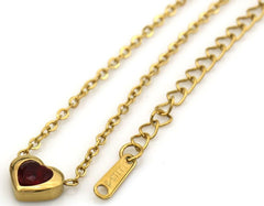 Lea Red/Gold Necklace - Ketting - Goud - Crystal - Stainless Steel