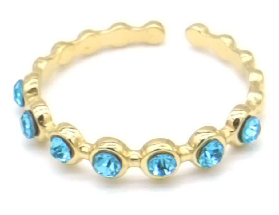 Maya Ring - Goud - Crystal - Blauw - Stainless Steel