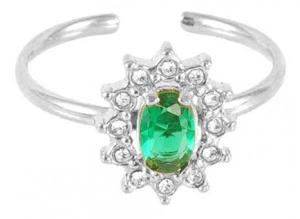 Vivi Green Ring - Zilver - Crystal - Stainless Steel